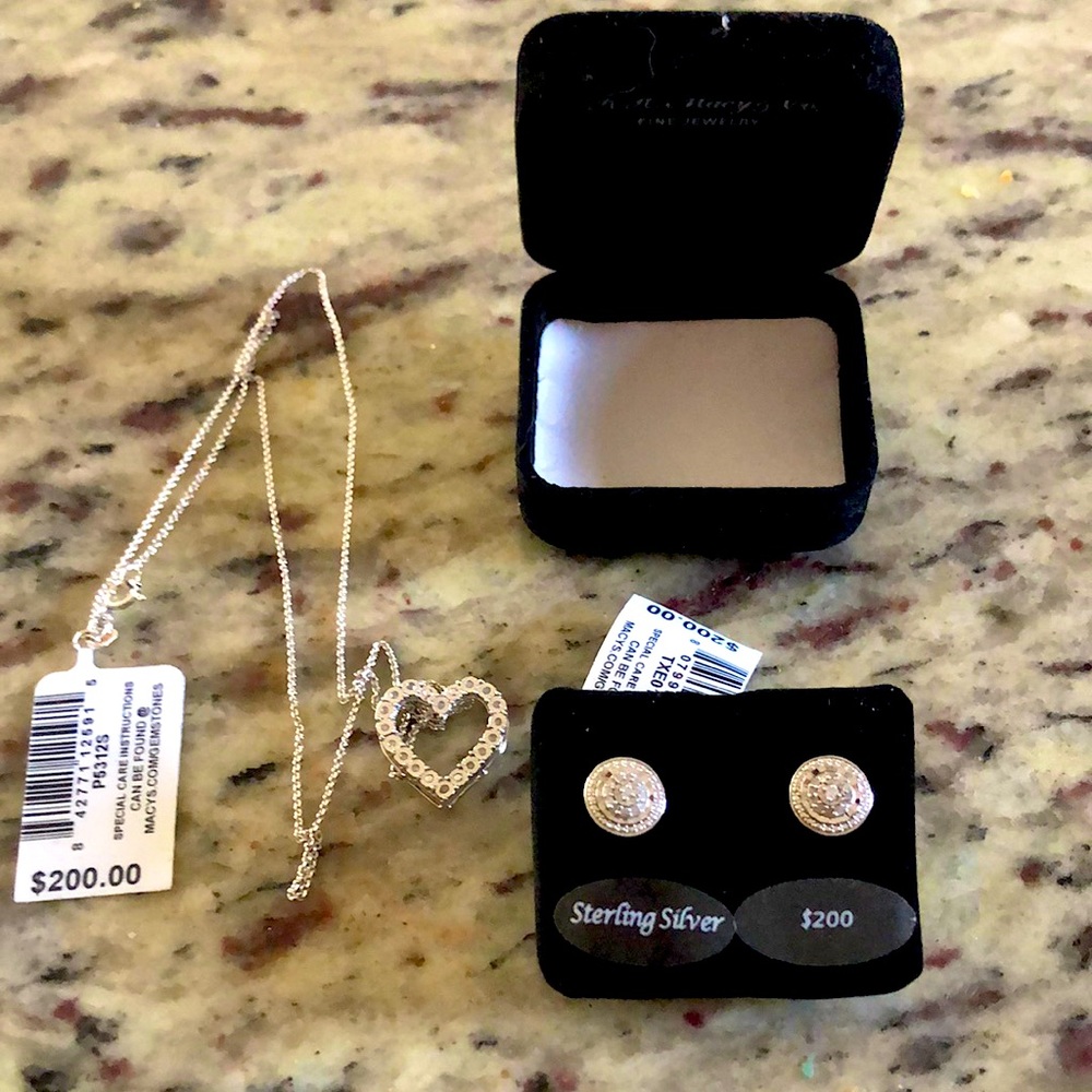 Diamond necklace and earrings